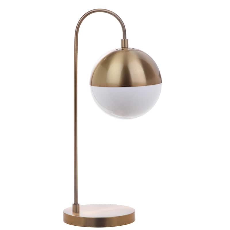 SAFAVIEH Lighting 21-inch Mid-Century Brass Gold Cappi LED Task Table Lamp.
