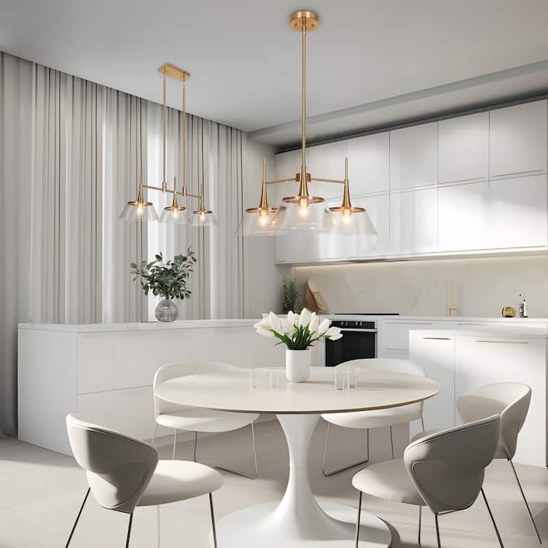 Mola Modern Gold 5-Light Wheel Chandelier Glass Cluster Pendant Lights for Dining Room