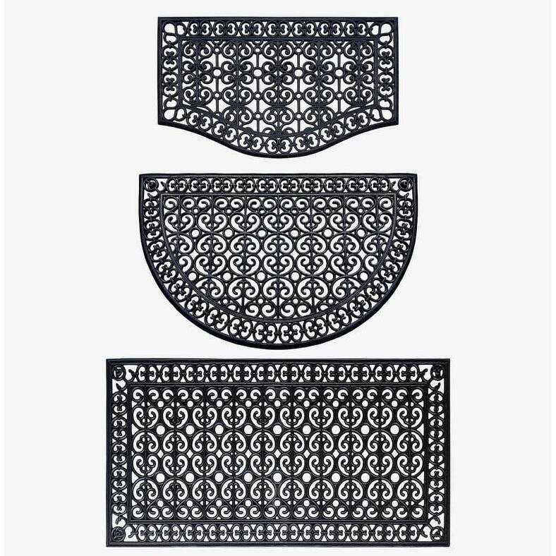 A1HC Rubber Grill Matching Doormat Set, For Front, Patio & Garage Entrance, Heavy Duty for Indoor Outdoor - 3-Piece(Complete Home Set 24x39, 30x48, 30x60)