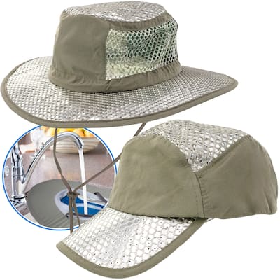 Polar Cooling Sun Hat w/ Hydro Evaporative & UV Protection - SPF Reflective Bucket Brimmed Cap, Moisture-Wicking