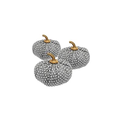 A&B Home Set of 3 Pumpkins - Gray/White