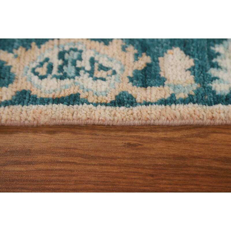 Hand Knotted Oriental 100% Wool Carpet Transitional Geometric Peach Oushak Area Rug - 2' 11'' X 2' 1''