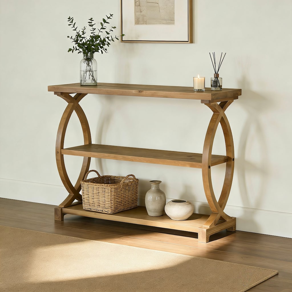 41.34" Solid Wood Console Table with 3 Shelves