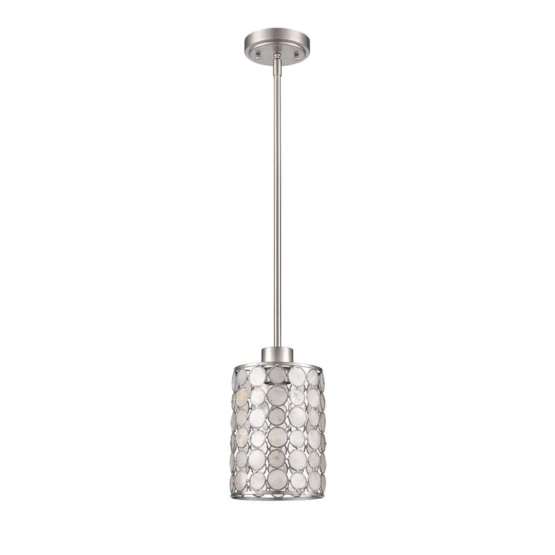Elk Home Sagamore Brushed Nickel Finish With White capiz shade Pendant