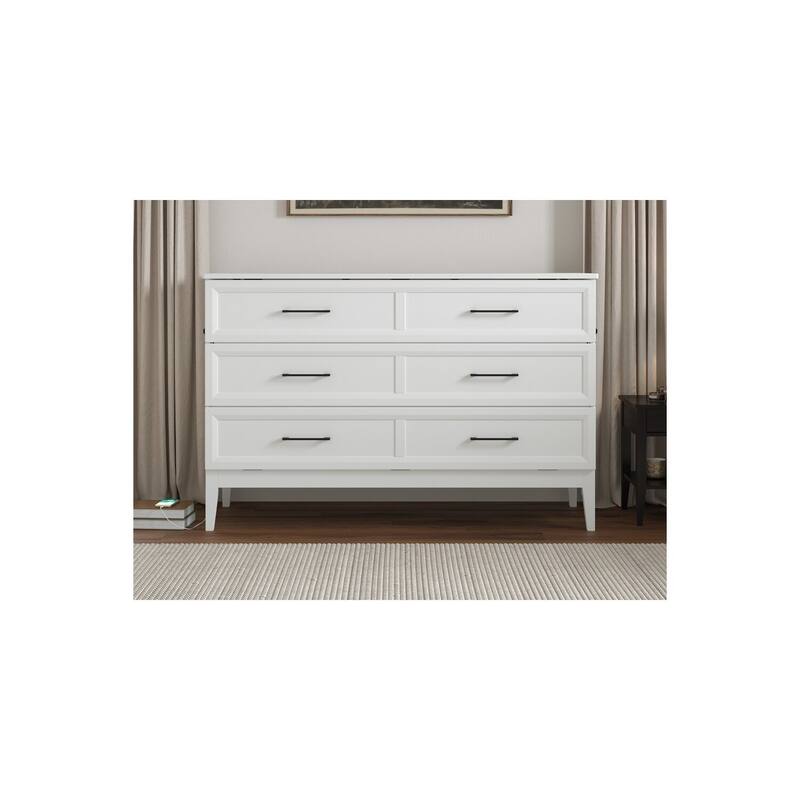 Solid Wood Murphy Bed Chest with Mattress & Charger - Twin, Full Sizes - Space Saving Furniture