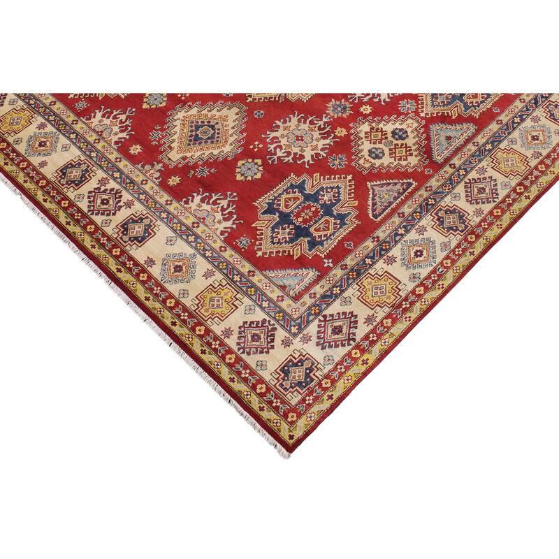 Bohemian Kazak Roselyn Red/Beige Wool Rug - 9'0'' x 12'1''
