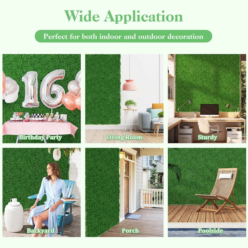 12PCS 20" x 20" Grass Wall Panels Backdrop Garden Privacy Fence Screen