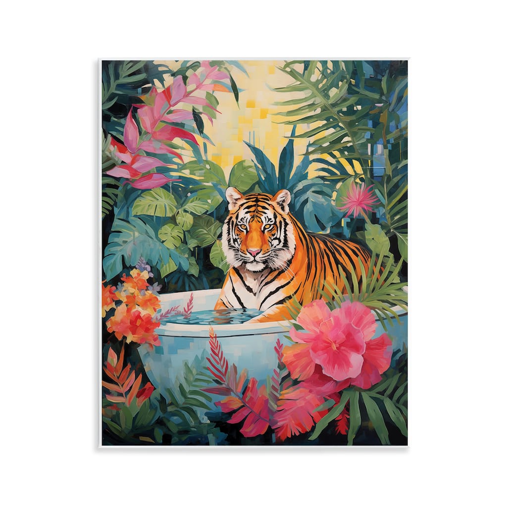 Stupell Tiger in Luxurious Bath Wall Plaque Art Design By Heidi Kuntz