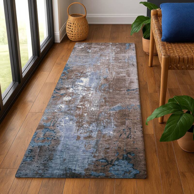 Premium Washable Super Soft Abstract Chic Mayfield Rug - Brown - 2'3" x 7'6"