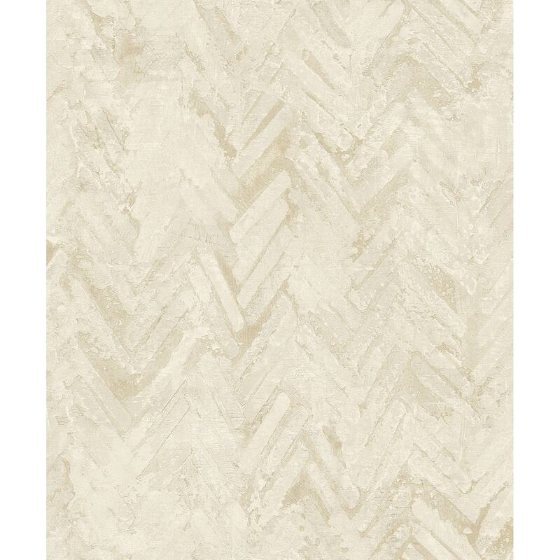 A-Street Prints Amesemi Cream Distressed Herringbone Wallpaper