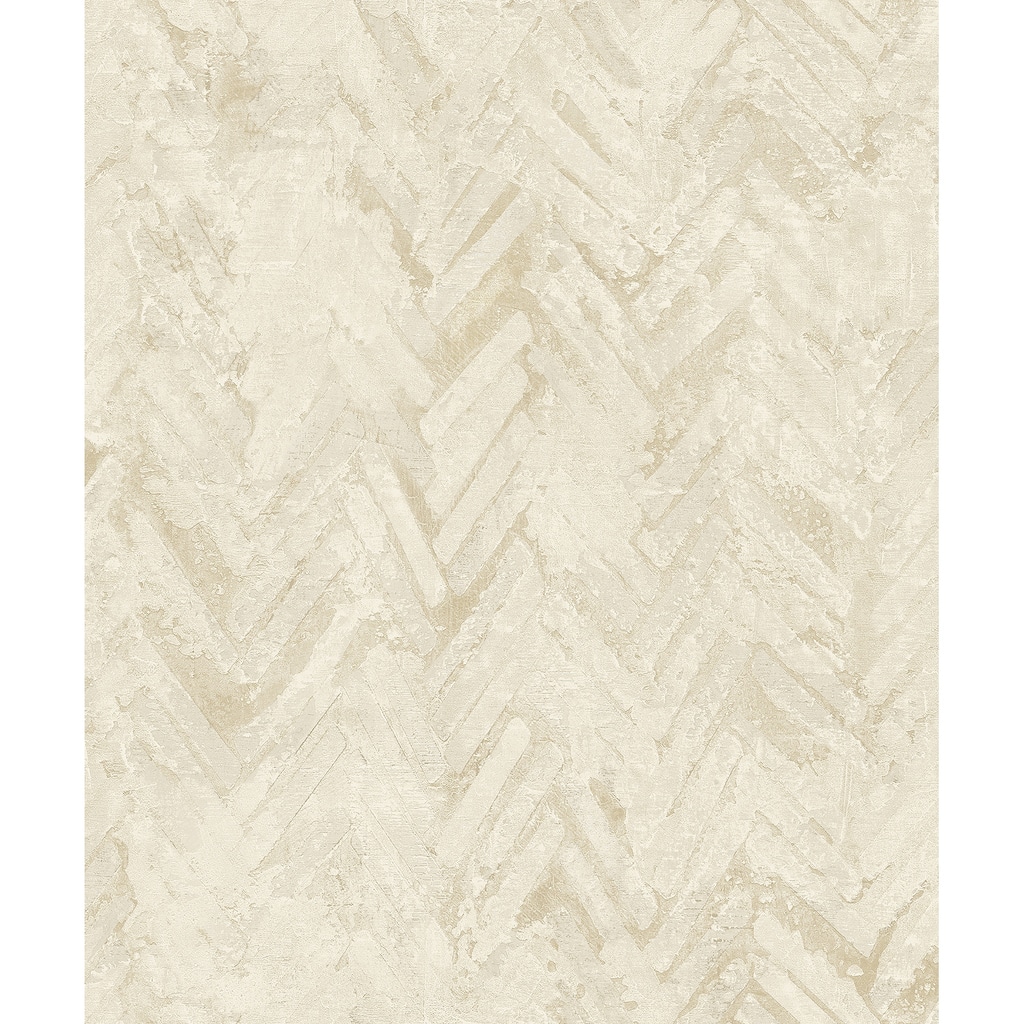 A-Street Prints Amesemi Cream Distressed Herringbone Wallpaper