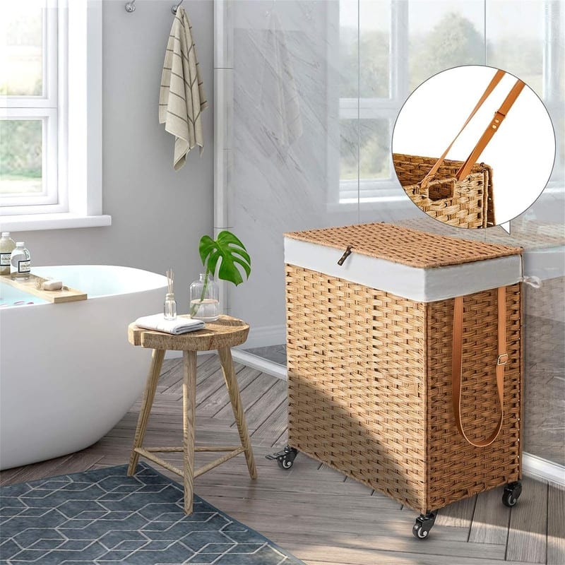 90L Divided Handwoven Hampers - 18.3"L x 13.5"W x 26.4"H