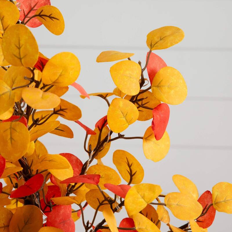 Pre-Lit Eucalyptus Artificial Fall Harvest Tree - 21" - Warm White LED Lights