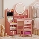 preview thumbnail 16 of 18, Gymax Kids Vanity Table Set w/ Lighted LED Mirror Princess Dressing
