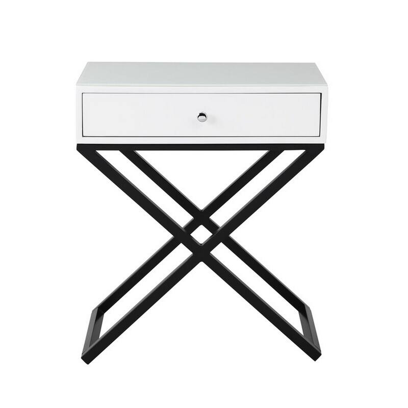 White 1 Drawer 14.5 in. W Nightstand with Sturdy Glass Top