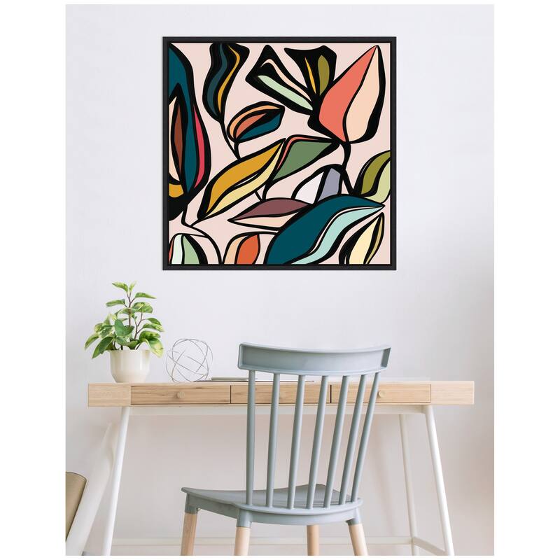 Kate and Laurel Fanciful Ficus SQ Expansion by Alicia Bock Framed Canvas Wall Art Print