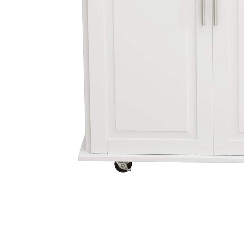 Kitchen Island Cart with Storage Cabinet and 3 Drawers, Rolling Utility Cart with Spice Rack, Towel Rack, Drop Leaf