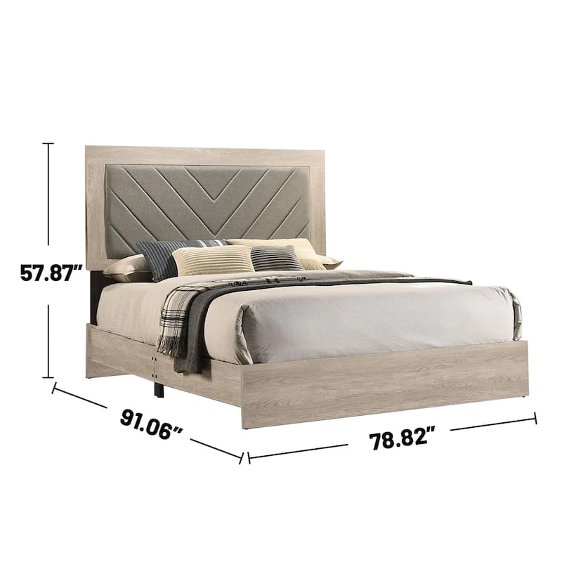 Wooden California King Bed with High Upholstered Headboard