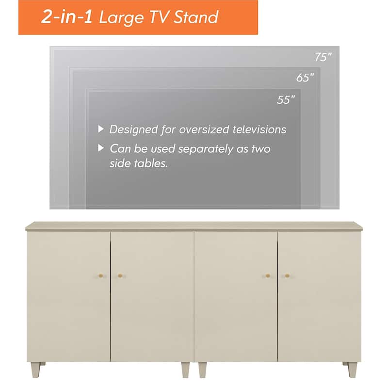 WAMPAT Modern TV Stand, Tall Entertainment Center with Doors