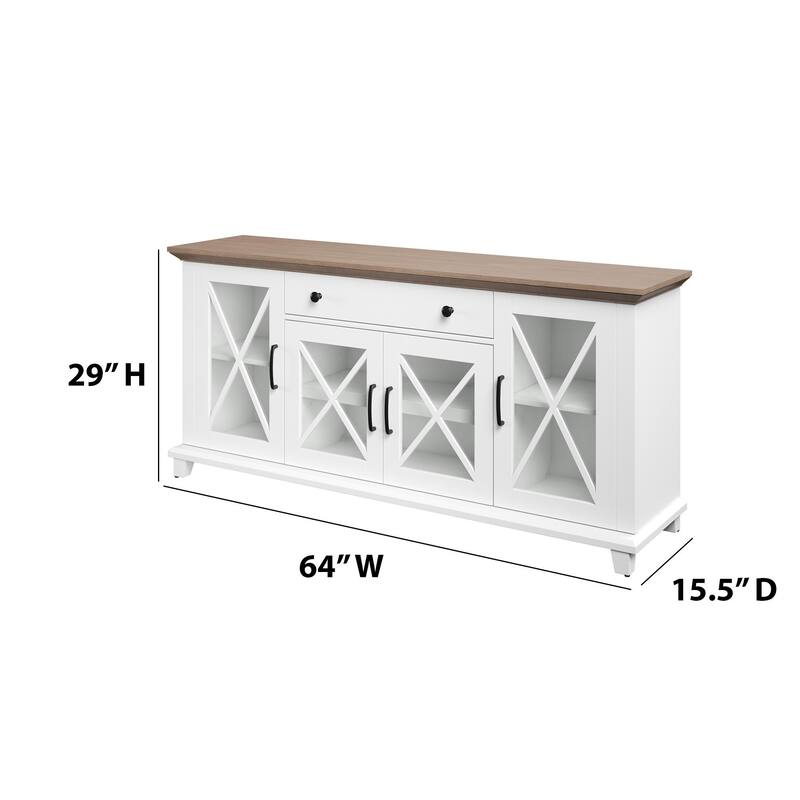 Two-Tone Modern Farmhouse Sideboard, White/Birch