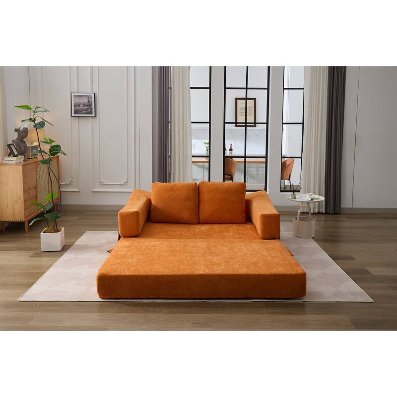Modern Minimalist Sofa, Fold-Out Sofa Bed, Convertible Chair Floor Couch & Sleeping Mattress for Living room