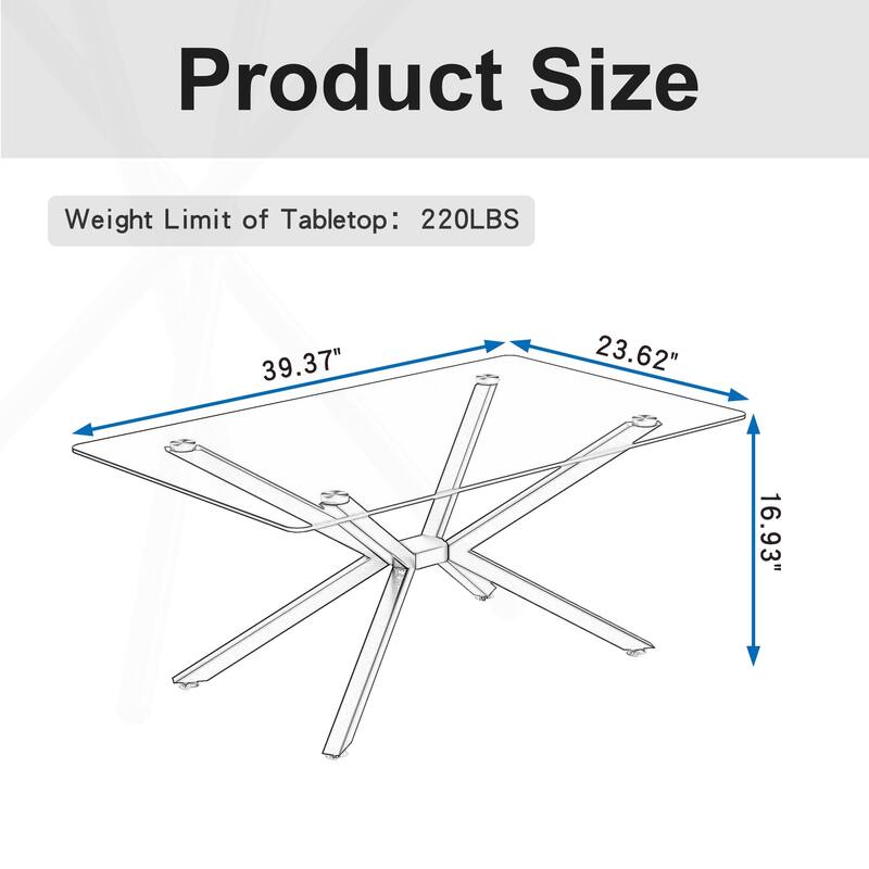 Stylish Rectangular Glass Coffee Table with Sturdy Metal Legs for Various Rooms
