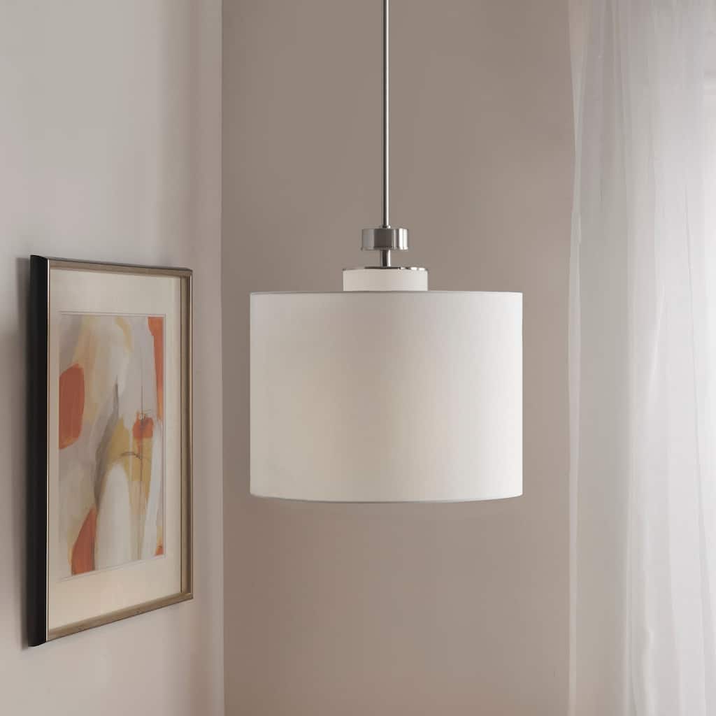 INK+IVY Pacific Metal Pendant with Drum Shade - Plated Nickel