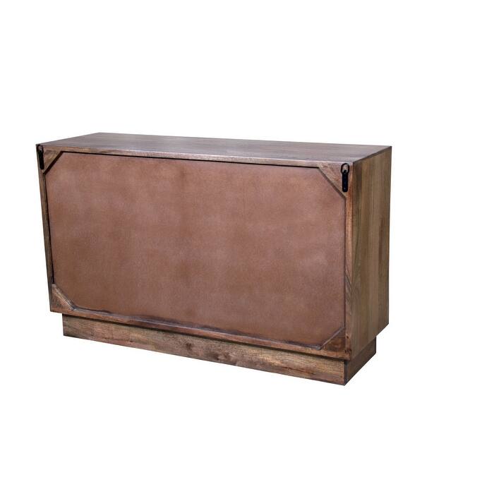 HomeRoots 57" Brown Carved Abstract Solid Wood Six Drawer Dresser