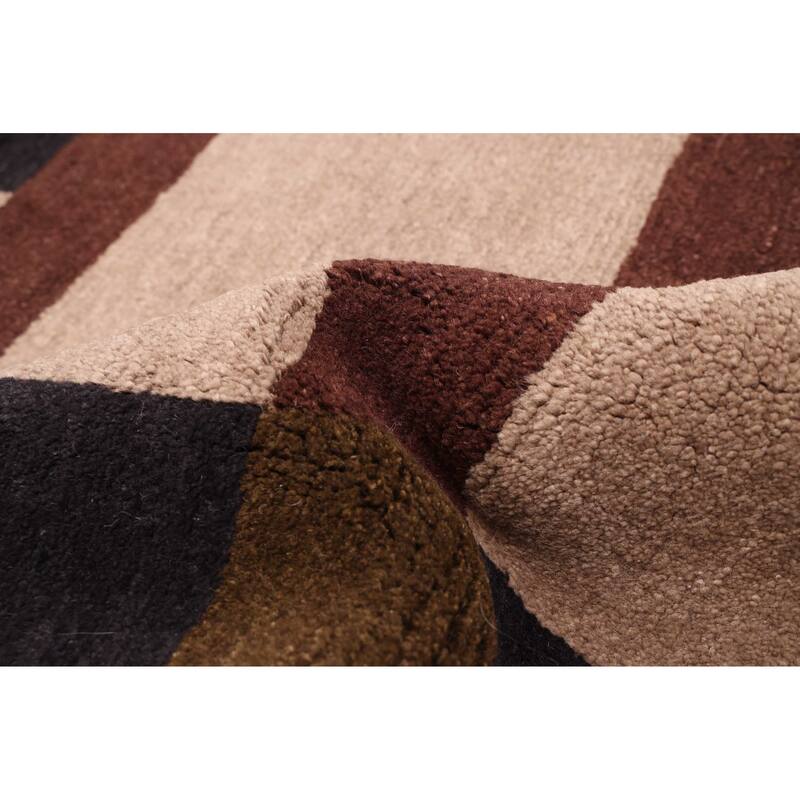 ECARPETGALLERY Hand-knotted Opulence Dark Brown Wool Rug - 4'1 x 5'11