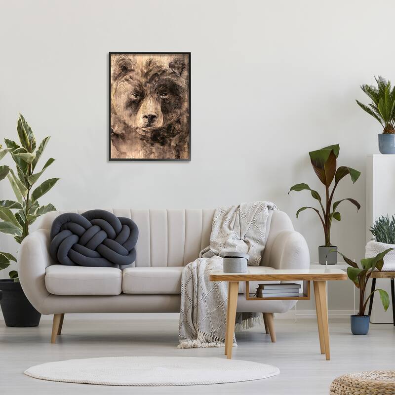 Stupell Rustic Bear Portrait Framed Giclee Art Design by Kamdon Kreations