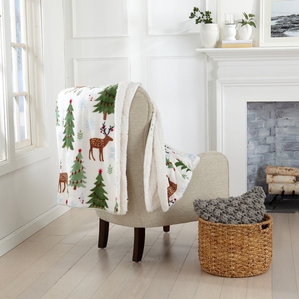 Super Soft Holiday Printed Sherpa Reversible Luxury Throw Blanket Overstock 25769287 Winter Animals Grey