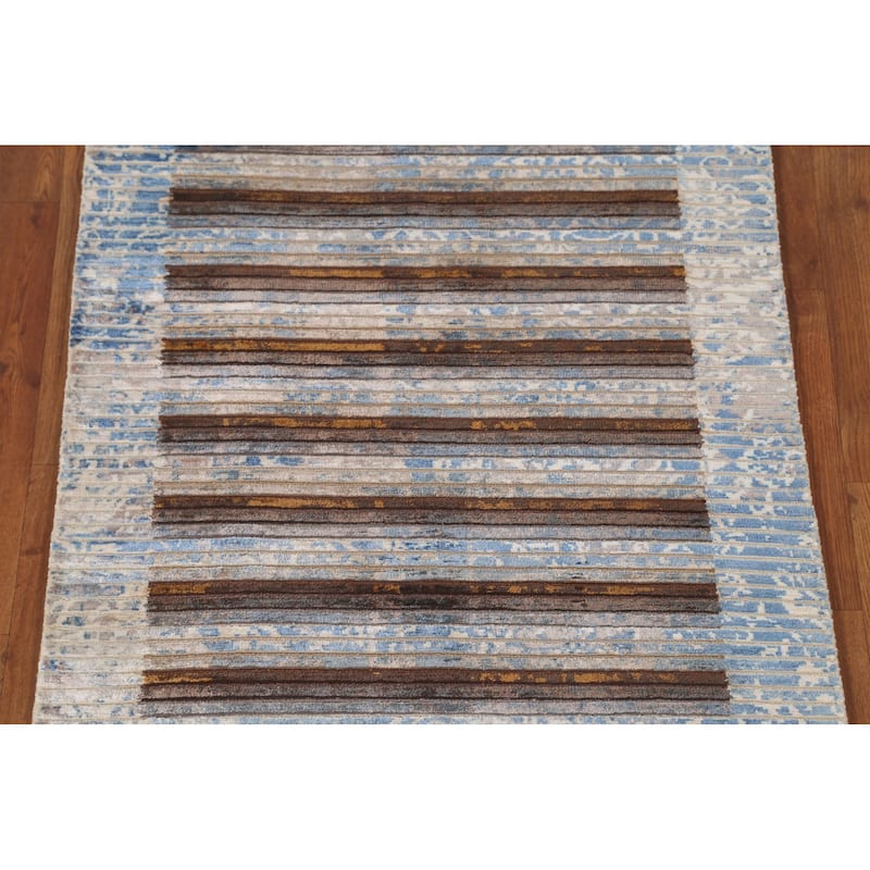 Multi-Color Modern Accent Rug Handmade Wool Carpet - 2'8"x 4'9"