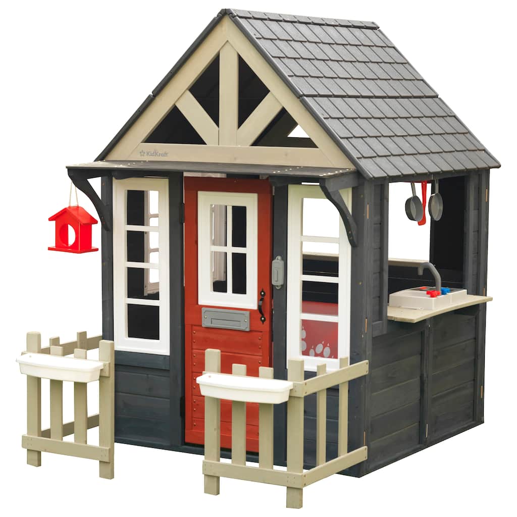 KidKraft Riverscape Wooden Outdoor Playhouse - Navy - N/A