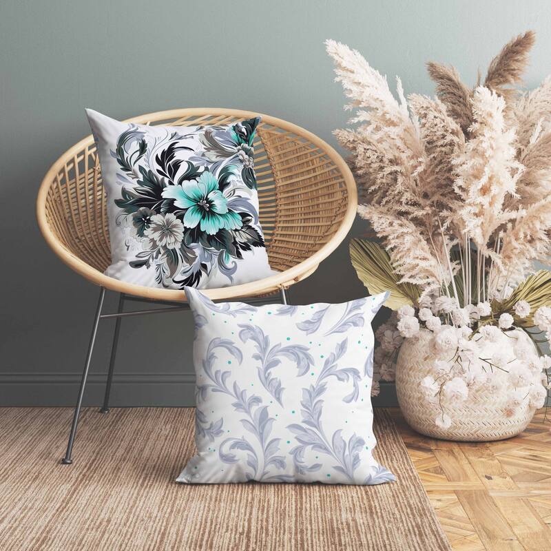 Botanic Bliss Faux Suede Reversible Throw Pillow Black and Green