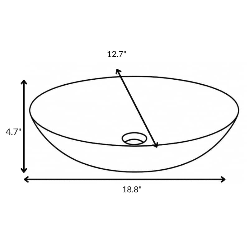 19 inch Stonelle Matte White Solid Surface Round Oval Vessel Sink