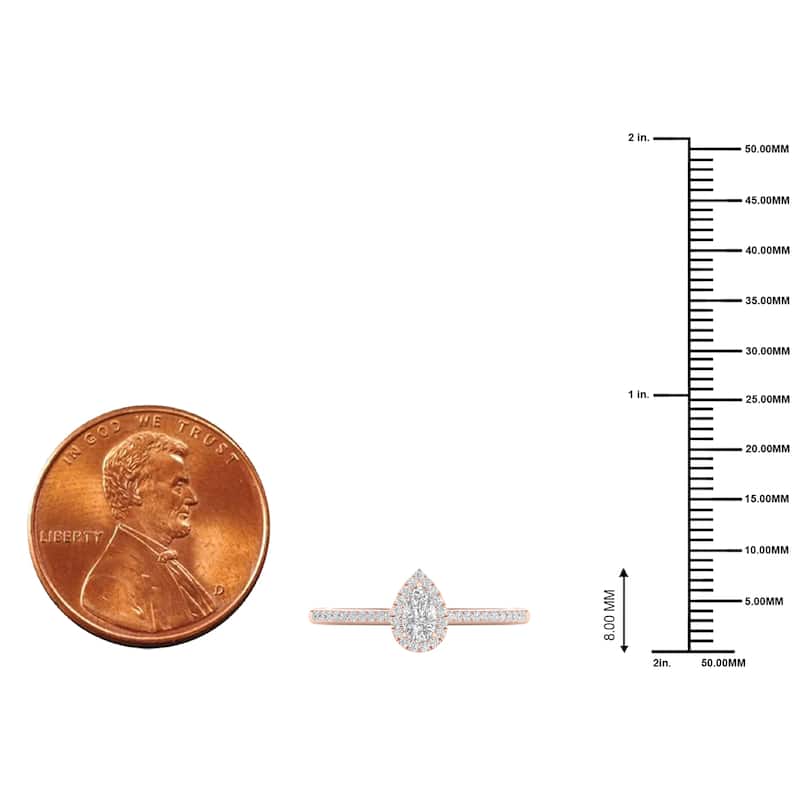 1/3ct TDW Pear Diamond Halo Engagement Ring in 10k Gold for Women