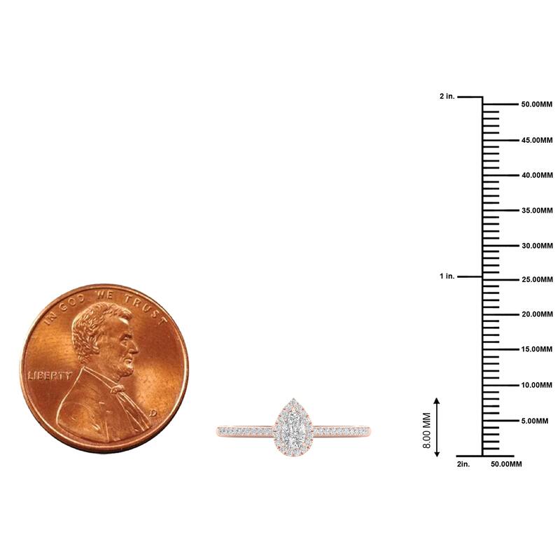 1/3ct TDW Pear Diamond Halo Engagement Ring in 10k Gold for Women