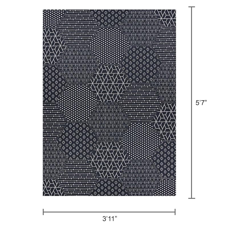 Dream Decor Rugs Hampton Cathode Black Indoor Outdoor Area Rug - 3'11" x 5'7"
