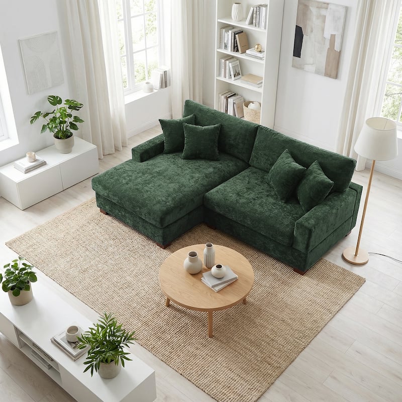 Modern Oversized Chenille Modular Sectional Sofa With Chaise