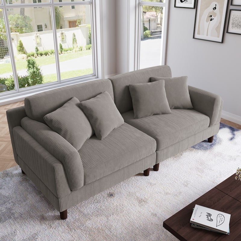 90.2"W Corduroy Upholstered 2 Seater Living Room Sofa
