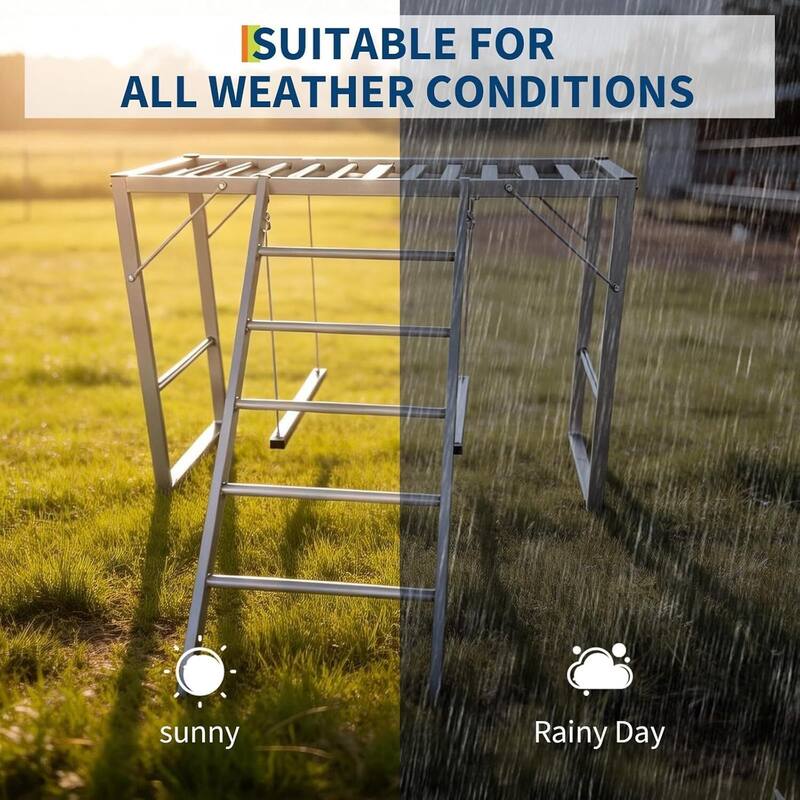 Metal Chicken Roosting Bars with Swing and Ladder for Chicken Perch