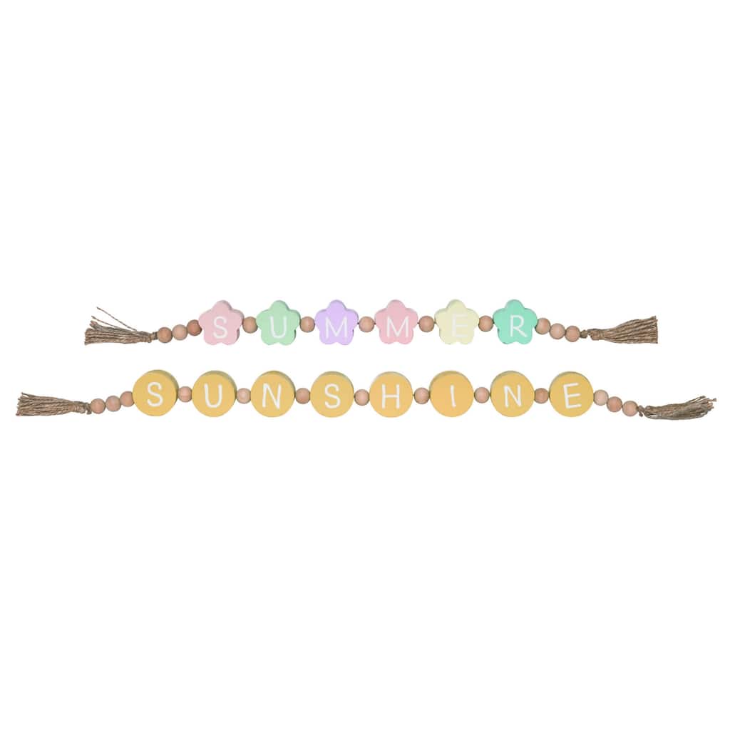 Transpac Wood Bright Summer Tabletop Decor Set of 2 Spring Home Decorations