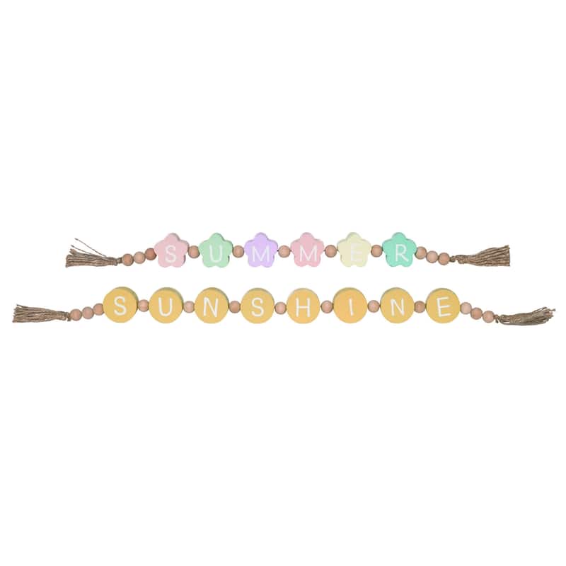 Transpac Wood Bright Summer Tabletop Decor Set of 2 Spring Home Decorations