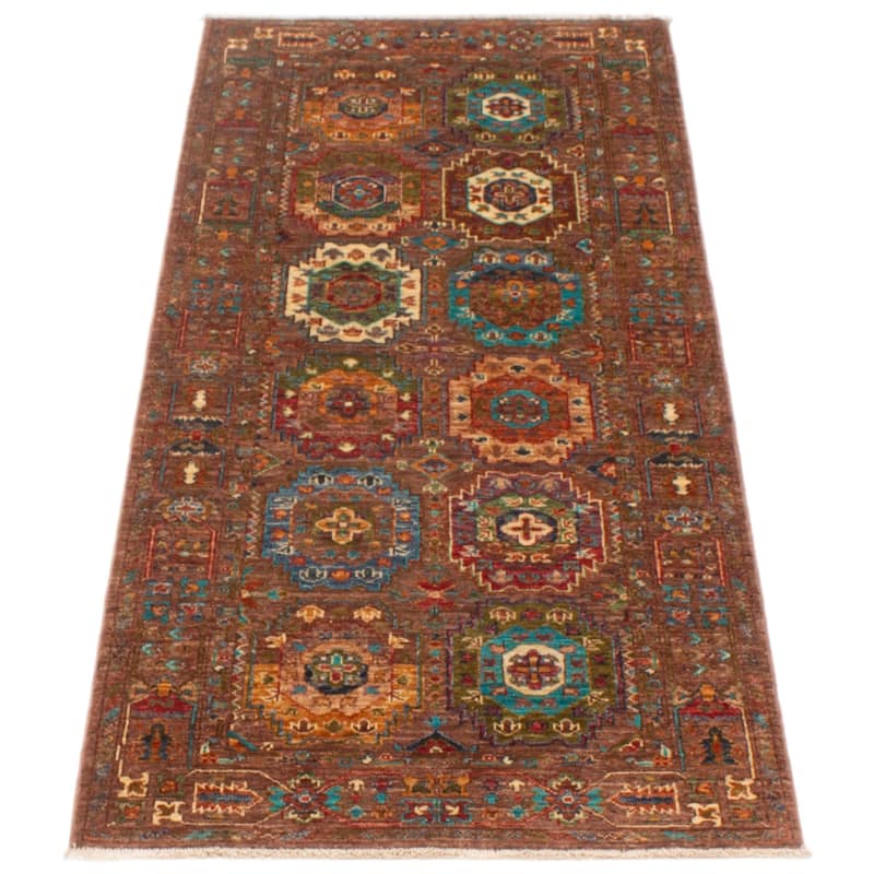 ECARPETGALLERY Hand-knotted Modern Ersari Brown Wool Rug - 2'8 x 6'5