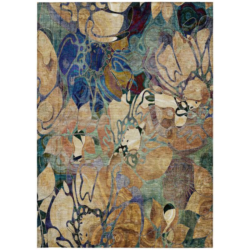 Alsiz Unique Abstract Weather Resistant Timeless Fusion Runner Outdoor Rug