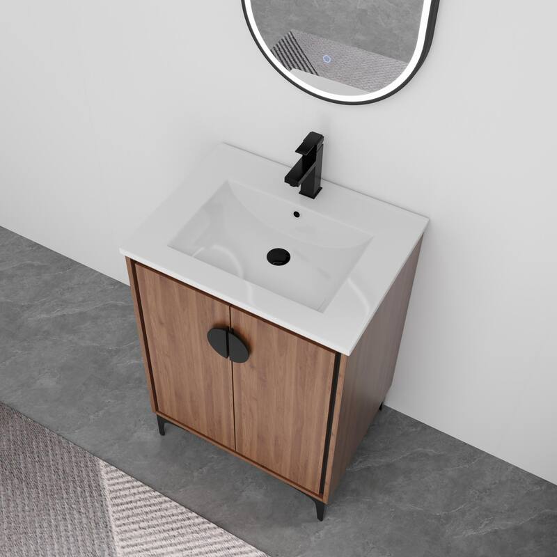 ARTCHIRLY 24/30 Inch Bathroom Vanity with Sink, Freestanding Bathroom Vanity with Soft Close Door and Adjustable Shelf
