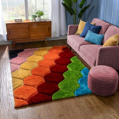 Well Woven San Francisco Rainbow Geometric Shag Area Rug