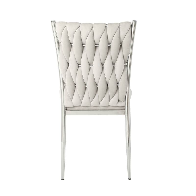 Modern Simple Velvet Dining Chair, Family Bedroom Stool Back Student Table Chair, Metal Chair Legs (Set Of 4)