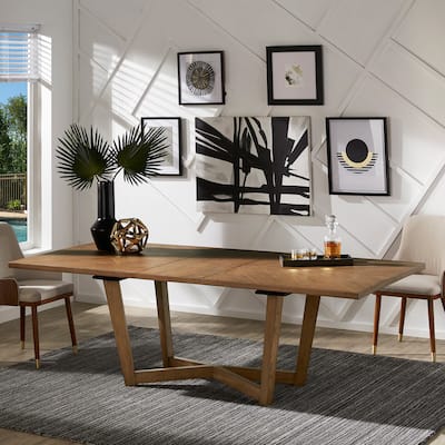 Eldoria 6-8 Person Mid-Century Extending Wood Dining Table - Walnut