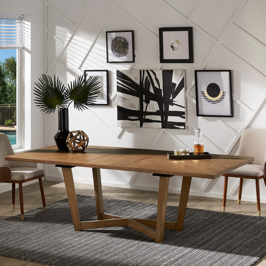 Eldoria 6-8 Person Mid-Century Extending Wood Dining Table - Walnut